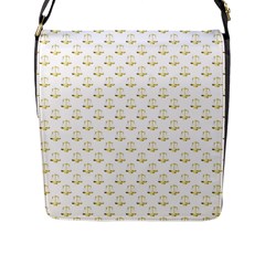 Gold Scales Of Justice On White Repeat Pattern All Over Print Flap Messenger Bag (l)  by PodArtist