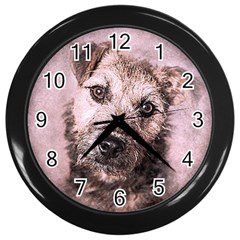 Dog Pet Terrier Art Abstract Wall Clocks (black) by Celenk