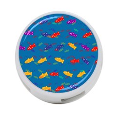 Fish Blue Background Pattern Texture 4-port Usb Hub (two Sides)  by Nexatart