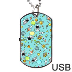 Space Pattern Dog Tag Usb Flash (one Side) by Valentinaart