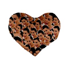 Crying Kim Kardashian Standard 16  Premium Flano Heart Shape Cushions by Valentinaart