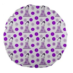 Lilac Dress On White Large 18  Premium Flano Round Cushions by snowwhitegirl