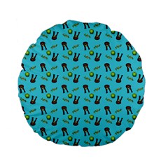 School Girl Pattern Blue Standard 15  Premium Flano Round Cushions by snowwhitegirl