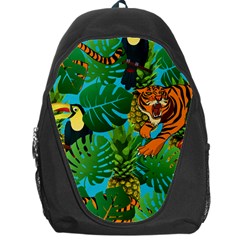 Tropical Pelican Tiger Jungle Blue Backpack Bag by snowwhitegirl