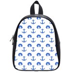 Vintage Face Anchor Blue School Bag (Small) Front