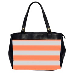 Bold Stripes Orange Pattern Oversize Office Handbag (2 Sides) by BrightVibesDesign