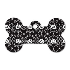 Pattern Pumpkin Spider Vintage Gothic Halloween Black And White Dog Tag Bone (two Sides) by genx