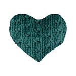 Knitted Wool Blue Standard 16  Premium Heart Shape Cushions Front