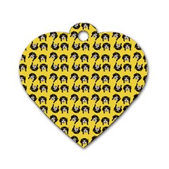 Retro Girl Daisy Chain Pattern Yellow Dog Tag Heart (two Sides) by snowwhitegirl