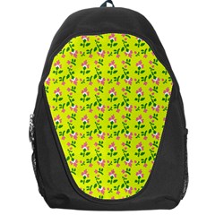 Carnation Pattern Yellow Backpack Bag by snowwhitegirl