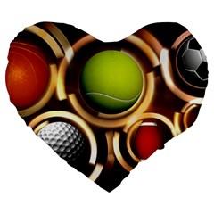 Sport Ball Tennis Golf Football Large 19  Premium Flano Heart Shape Cushions by HermanTelo