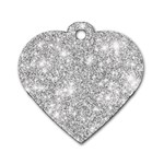 Silver and white Glitters metallic finish party texture background imitation Dog Tag Heart (Two Sides) Back