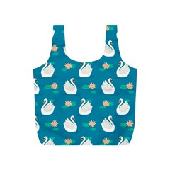 Elegant Swan Pattern With Water Lily Flowers Full Print Recycle Bag (s) by BangZart