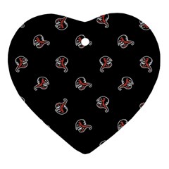 Ugly Monster Fish Motif Print Pattern Ornament (heart) by dflcprintsclothing