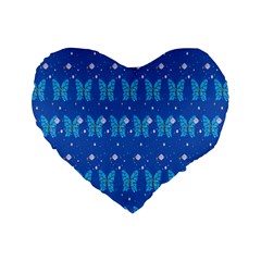 Glitter Butterfly Standard 16  Premium Flano Heart Shape Cushions by Sparkle