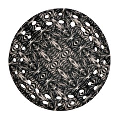 Modern Tribal Silver Ornate Pattern Print Ornament (round Filigree) by dflcprintsclothing