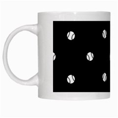 Black And White Baseball Motif Pattern White Mugs by dflcprintsclothing