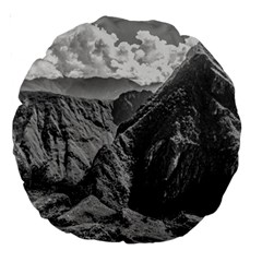 Machu Picchu Black And White Landscape Large 18  Premium Round Cushions by dflcprintsclothing