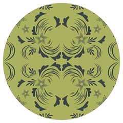 Floral Folk Damask Pattern Fantasy Flowers  Round Trivet by Eskimos