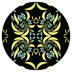 Floral Folk Damask Pattern Fantasy Flowers  Round Trivet by Eskimos