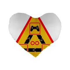 Gamer-geek-video-game-sign-fan Standard 16  Premium Heart Shape Cushions by Jancukart