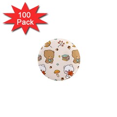 Illustration Bear Cartoon Background Pattern 1  Mini Magnets (100 Pack)  by Sudhe