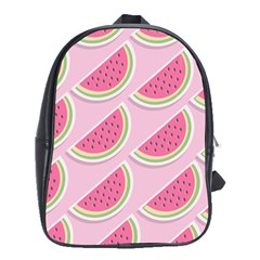 Pink Melon Wayermelon Pattern Food Fruit Melon School Bag (xl) by Ravend