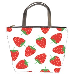 Seamless-pattern-fresh-strawberry Bucket Bag by Jancukart