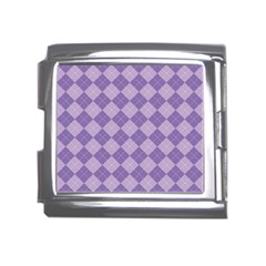 Diagonal Comfort Purple Plaids Mega Link Italian Charm (18mm)