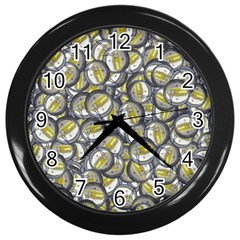 Gong Instrument Motif Pattern Wall Clock (black) by dflcprintsclothing