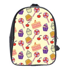 Happy Birthday Cupcake Pattern Lollipop Flat Design School Bag (xl) by Ravend