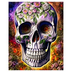 Cute Sugar Skull With Flowers - Day Of The Dead Drawstring Bag (small) by GardenOfOphir