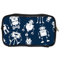 White-robot-blue-seamless-pattern Toiletries Bag (two Sides) by Salman4z