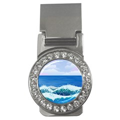 Illustration Landscape Sea Ocean Waves Beach Blue Money Clips (cz)  by Mog4mog4