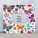 Butterflies Abstract Colorful Floral Flowers Vector White Wall Photo Frame 5  x 7  Front