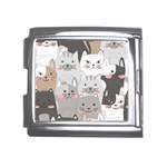 Cute Cats Seamless Pattern Mega Link Italian Charm (18mm) Front