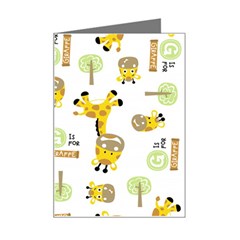 Vector Pattern With Cute Giraffe Cartoon Mini Greeting Card by Simbadda