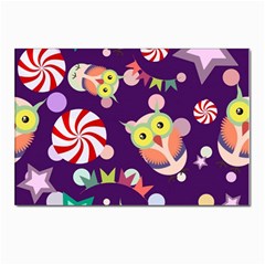 Owl Pattern Background Postcard 4 x 6  (pkg Of 10) by Simbadda