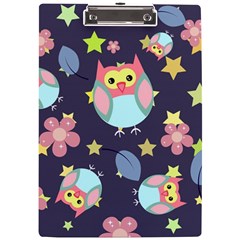 Owl-stars-pattern-background A4 Acrylic Clipboard by Simbadda