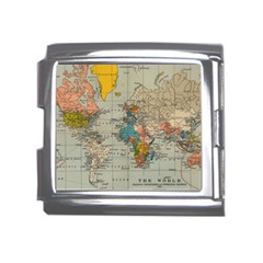 Vintage World Map Mega Link Italian Charm (18mm)