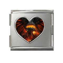 Dragon Fire Fantasy Art Mega Link Heart Italian Charm (18mm) by Cowasu