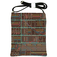 Digital Art Moog Music Synthesizer Vintage Shoulder Sling Bag by Bedest