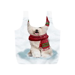 White Bichon Frise Santa Xmas T- Shirt Red Winter Hat Scarf Christmas Cap White Bichon Frise  Santa Full Print Recycle Bag (s) by ZUXUMI