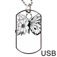 Butterfly T- Shirt Floral Butterfly T- Shirt Dog Tag Usb Flash (two Sides) by JamesGoode