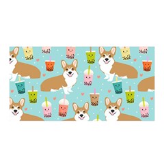 Welsh Corgi Boba Tea Bubble Cute Kawaii Dog Breed Satin Wrap 35  X 70  by Grandong