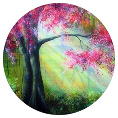 Forests Stunning Glimmer Paintings Sunlight Blooms Plants Love Seasons Traditional Art Flowers Sunsh Round Trivet by Amaryn4rt