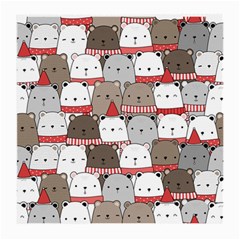 Cute Adorable Bear Merry Christmas Happy New Year Cartoon Doodle Seamless Pattern Medium Glasses Cloth by Amaryn4rt