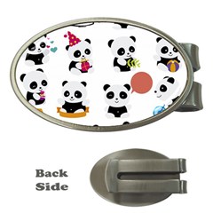 Playing Pandas Cartoons Money Clips (oval)  by Apen