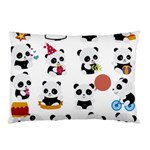 Playing Pandas Cartoons Pillow Case (Two Sides) Back