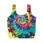 Grateful Dead Bears Tie Dye Vibrant Spiral Full Print Recycle Bag (M) Front